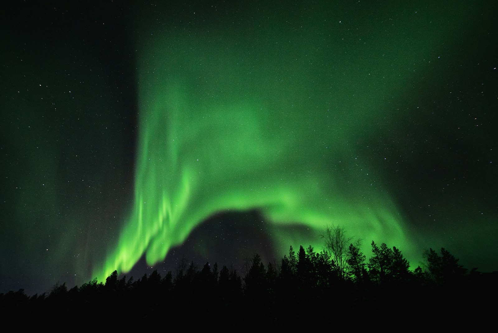 Aurore boréale dans un ciel de nuit du Grand Nord